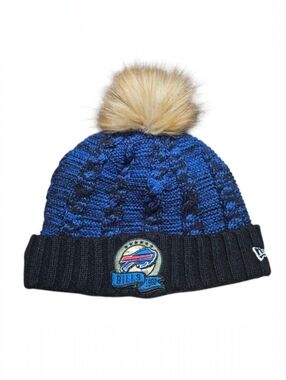 Women's 2023 Salute to Service New Era Buffalo Bills Pom Pom Beanie Blue Black